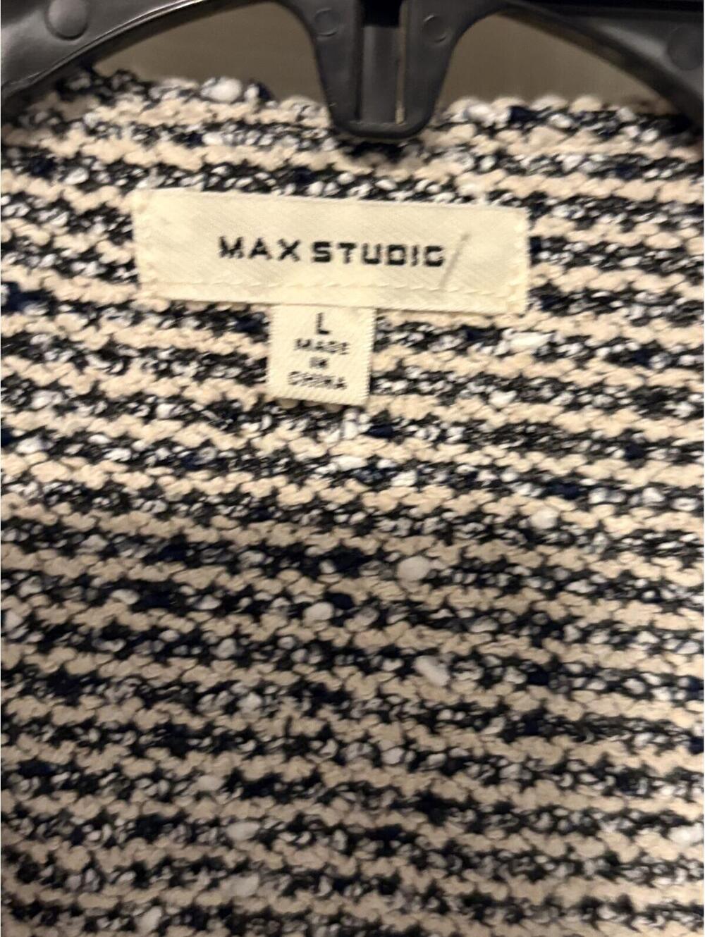Max Studio Black & White Tweed Knit Blazer Jacket Quiet Luxury Office Chic - Picture 4 of 5